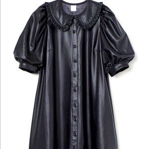 HM Leather Puff Sleeve Babydoll Dress